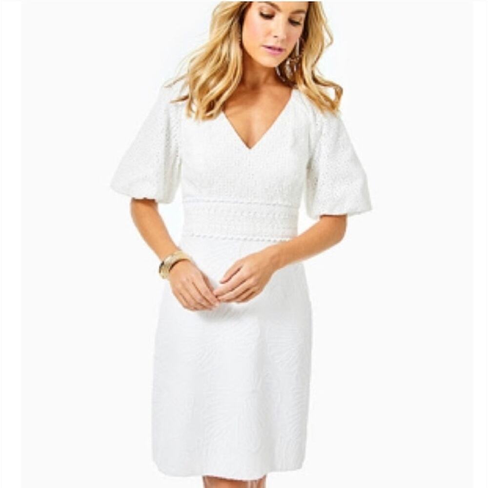 Lilly Pulitzer Jazlyn Dress size 0 Resort White Eyelet Jacquard